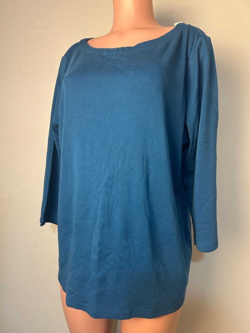 Chico's Women 3/4 Sleeve Boat Neck 100% Cotton Blue Size 3. NWT - Picture 11 of 12